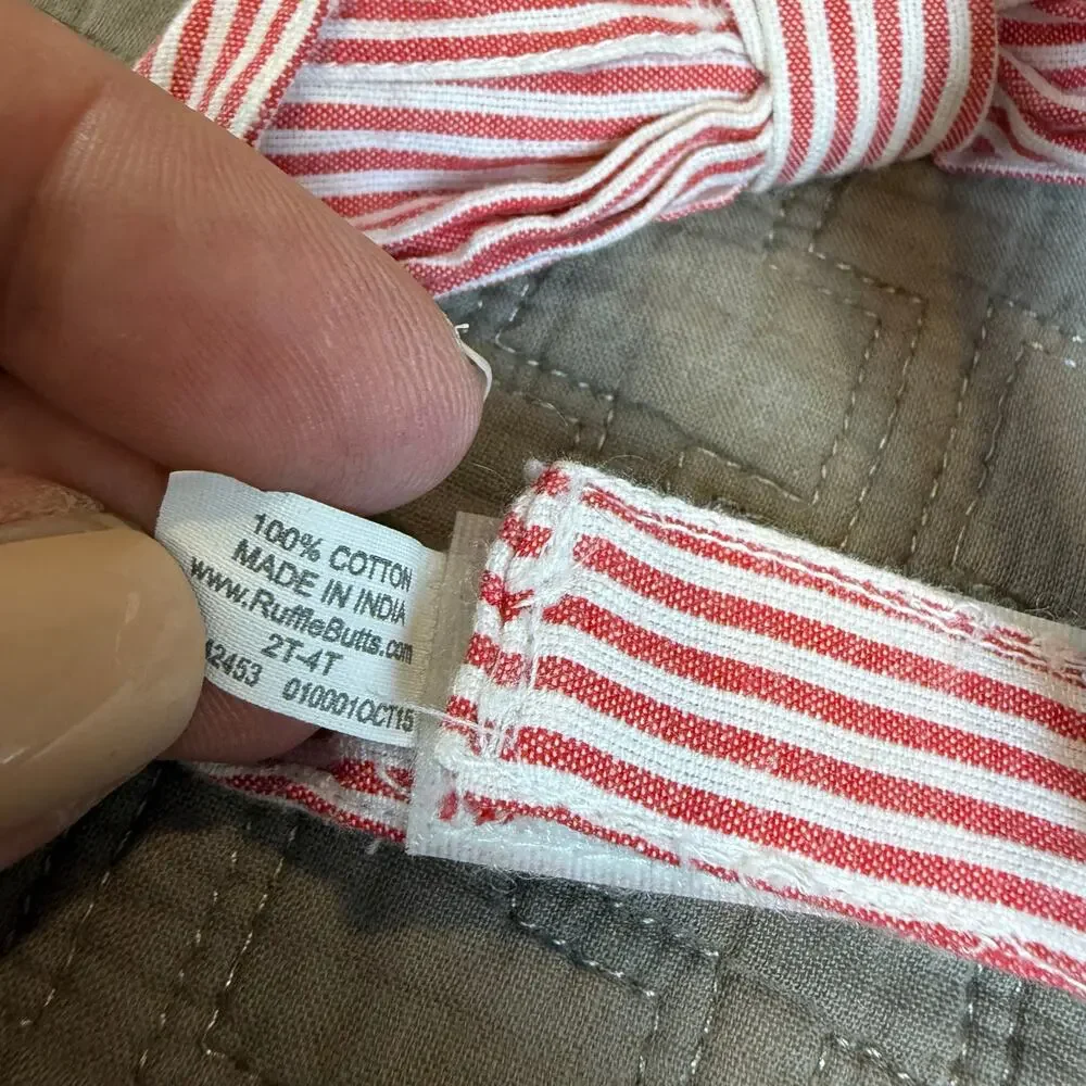2 Red White Stripe Seersucker Ties Neck Bow Tie Brothers Set Lot Rugged Butts